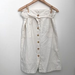 June & Hudson Linen White Paperbag Highwaisted Skirt